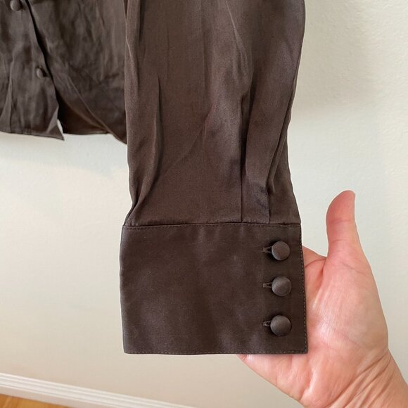 Ann Taylor Women's Button Up Silk Blouse  Brown   Size: 4 - Picture 3 of 5